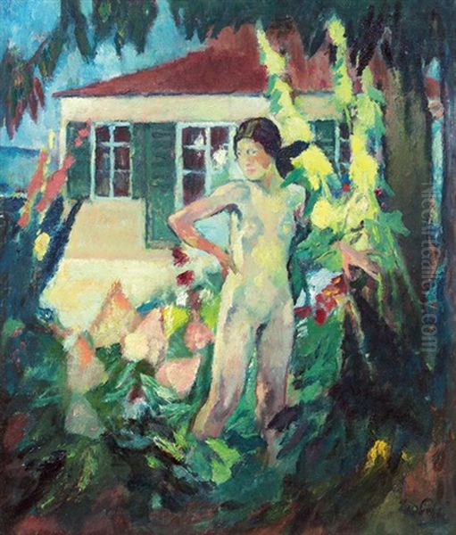 Toni Vor Dem Sommeratelier Oil Painting by Leo Putz