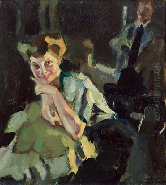 Tico Mewes Im Atelier Oil Painting by Leo Putz