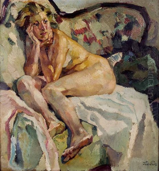 Lisl Am Divan Oil Painting by Leo Putz