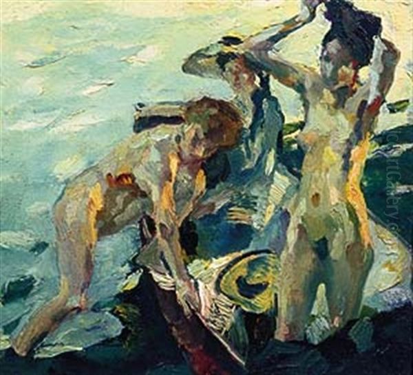 Badende Oil Painting by Leo Putz