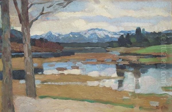 Kampenwand Chiemsee Oil Painting by Leo Putz