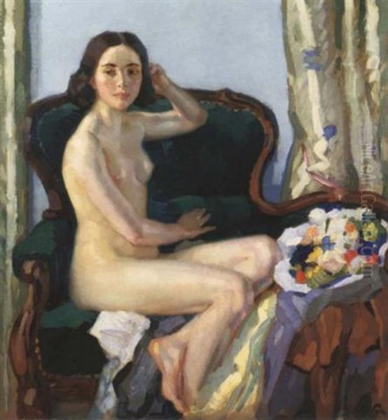 Das Sofa (pauline) Oil Painting by Leo Putz