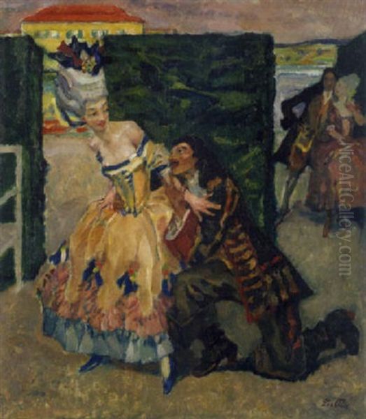 Galante Szene (ludwig Xiv) Oil Painting by Leo Putz