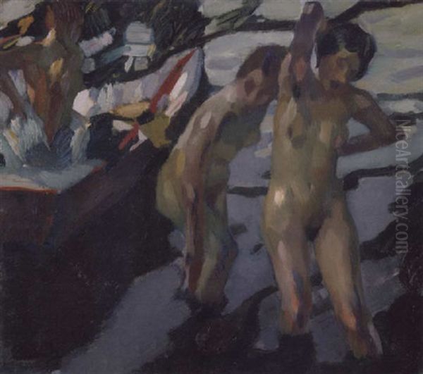 Die Badenden Oil Painting by Leo Putz