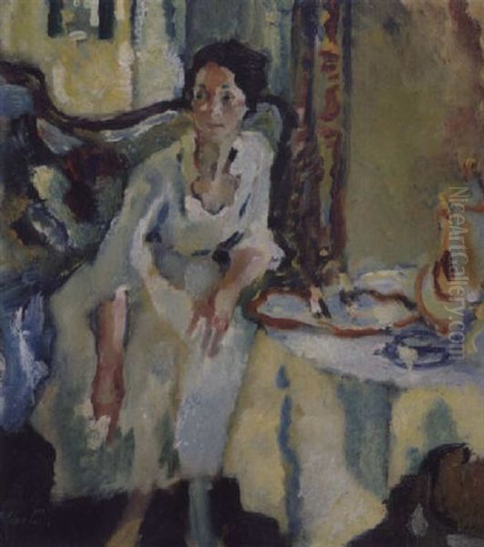 Am Teetisch by Leo Putz