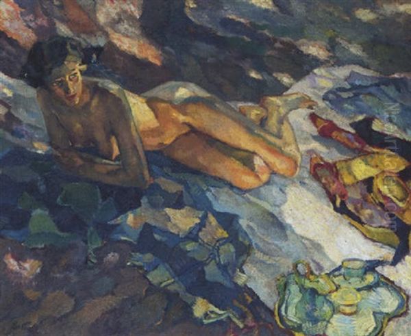 Freilicht Oil Painting by Leo Putz