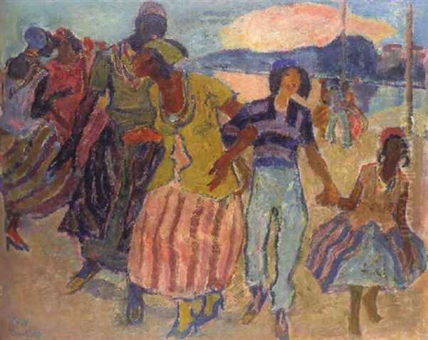 Karneval - Spaziergang Oil Painting by Leo Putz