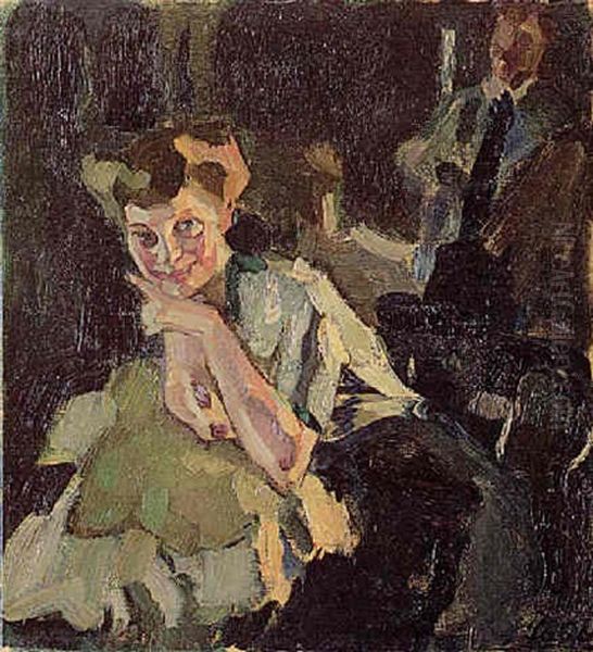 Portrat Tico Meves Im Atelier Oil Painting by Leo Putz