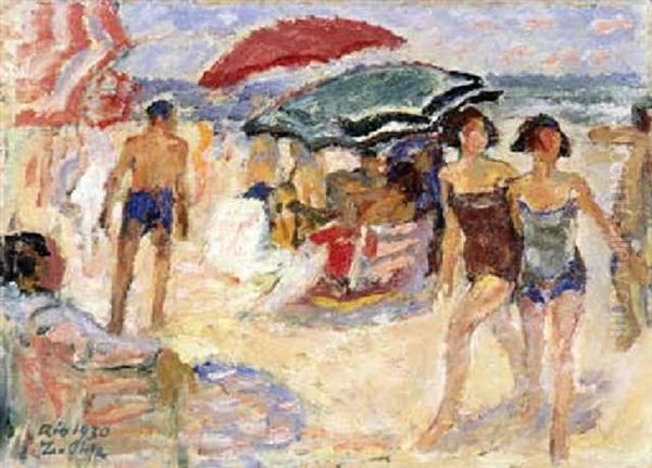 Am Strand In Rio Iii Oil Painting by Leo Putz