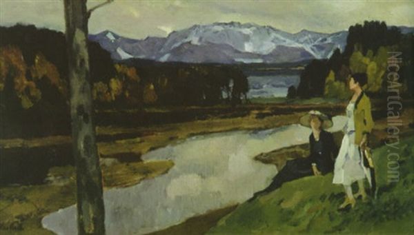 Kampenwand Im Herbst Oil Painting by Leo Putz