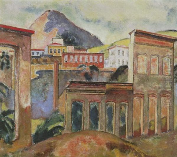 Stadt In Sudamerika (angra Dos Reis) Oil Painting by Leo Putz