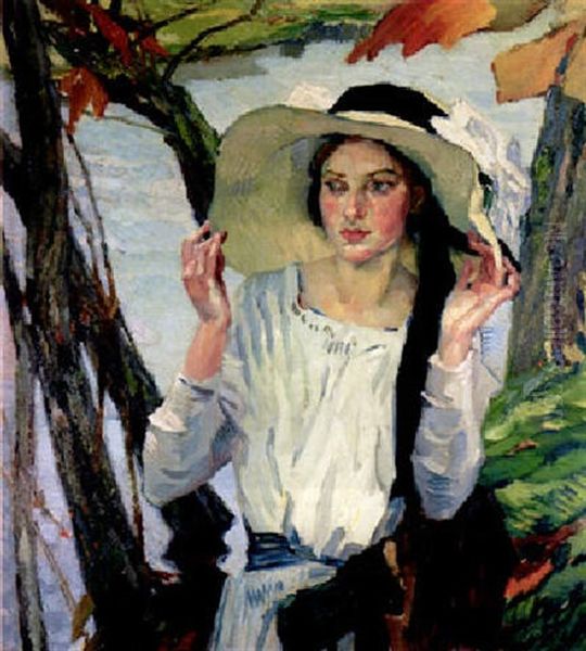 Florentiner Hut Ii Oil Painting by Leo Putz