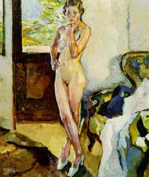 Nu A La Fenetre Oil Painting by Leo Putz