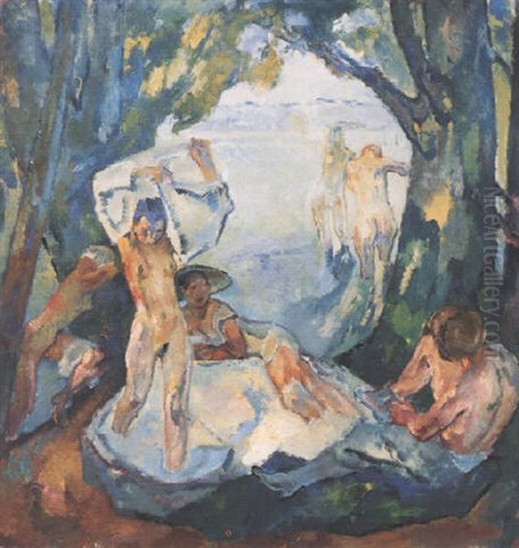 Die Badenden Oil Painting by Leo Putz