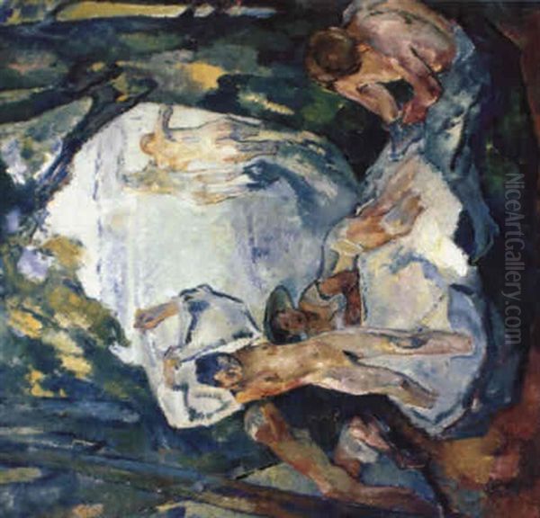 Die Badenden Oil Painting by Leo Putz