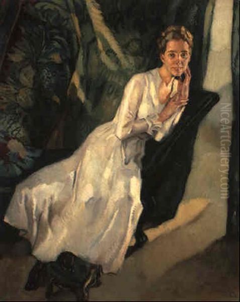 Bildnis Der Frau Halseband Oil Painting by Leo Putz