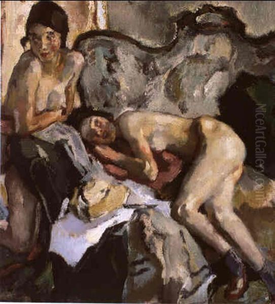 Die Freundinnen Oil Painting by Leo Putz