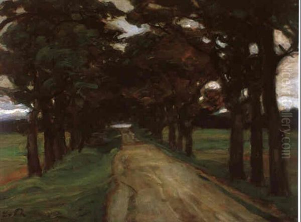 Alte Allee In Fruhherbstlicher Farbung Oil Painting by Leo Putz