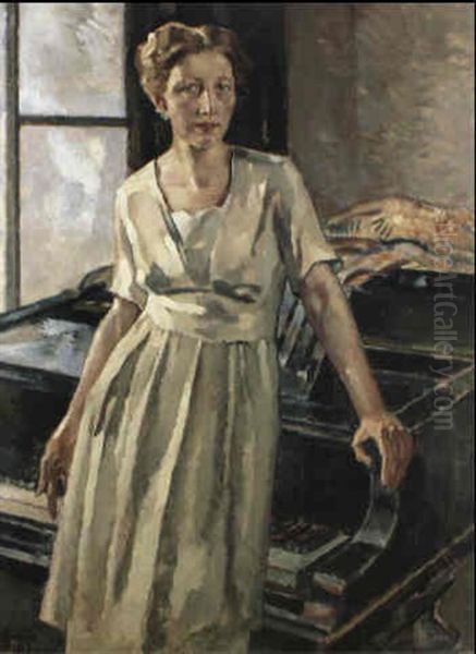 Bildnis Der Konzertsangerin Eva Bruhn Oil Painting by Leo Putz