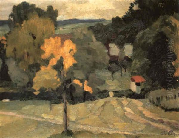 Landschaft Bei Dachau Oil Painting by Leo Putz