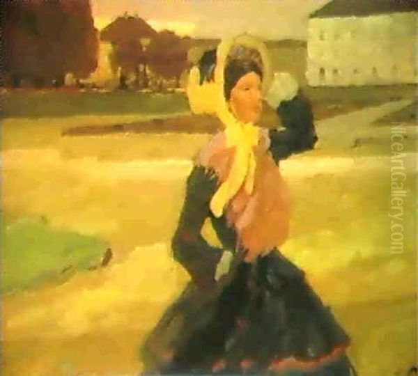 Madchen Mit Hut Im Park Von Schloss Schleissheim Oil Painting by Leo Putz