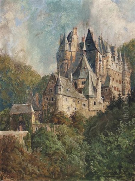 View Of Eltz Castle Oil Painting by Paul Puetzhofen-Hambuechen