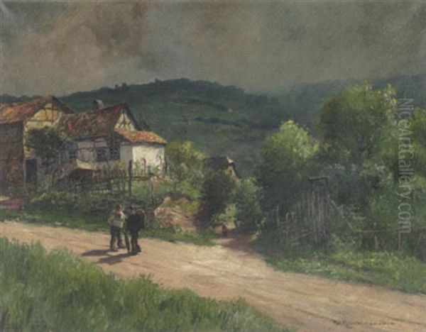 Sommerliche Eifellandschaft Mit Bauernhof Vor Dem Gewitter Oil Painting by Paul Puetzhofen-Hambuechen