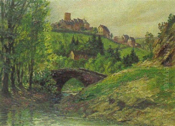 Blick Auf Reifferscheid Mit Burgruine Oil Painting by Paul Puetzhofen-Hambuechen