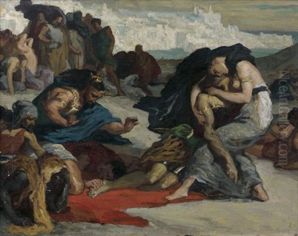 Scene De Massacre Oil Painting by Pierre Puvis de Chavannes