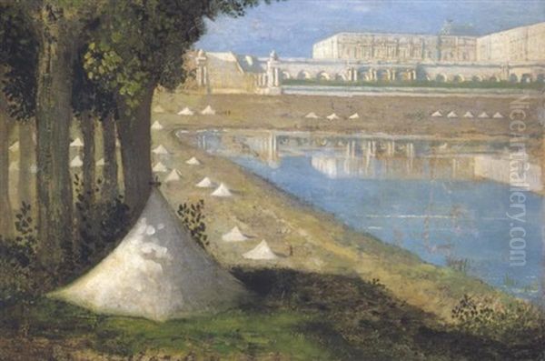 Vue Sur Le Chateau De Versailles Et L'orangerie (piece D'eau Des Suisses A Versailles) Oil Painting by Pierre Puvis de Chavannes