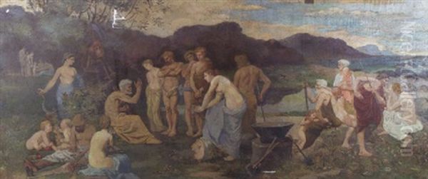 Le Repos / Ludus Pro Patria Oil Painting by Pierre Puvis de Chavannes