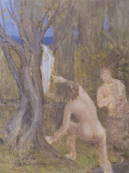 Baigneuse Sous Les Arbres Oil Painting by Pierre Puvis de Chavannes