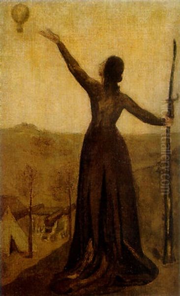 La Montgolfiere Oil Painting by Pierre Puvis de Chavannes