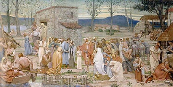 L'enfance De Sainte Genevieve Oil Painting by Pierre Puvis de Chavannes