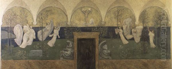 Sketch For 'les Muses Inspiratrices Acclament Le Genie...' Oil Painting by Pierre Puvis de Chavannes