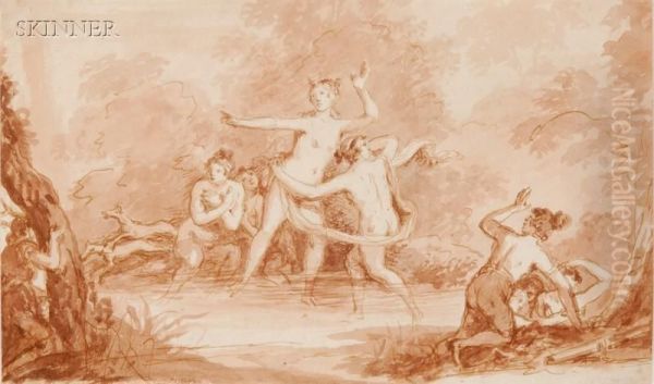 Diana And Actaeon Oil Painting by Johann Friedrich Bolt