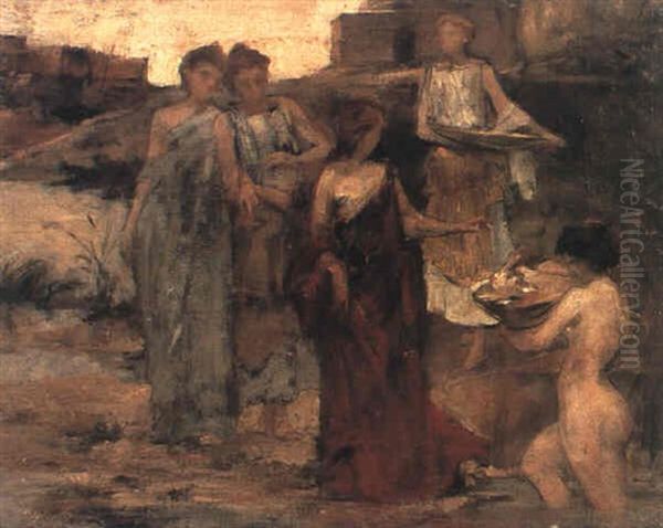 L'offrande Oil Painting by Pierre Puvis de Chavannes