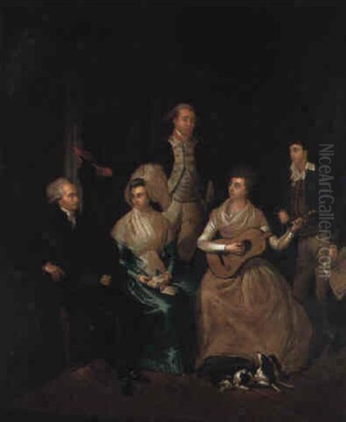 Portrait D'une Famille (la Famille Pigault?) Oil Painting by Louis Francois Gerard van der Puyl