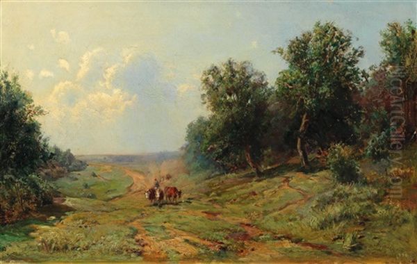 Open Landscape With Cattle Returning Home Oil Painting by Pardo Puzyrevski