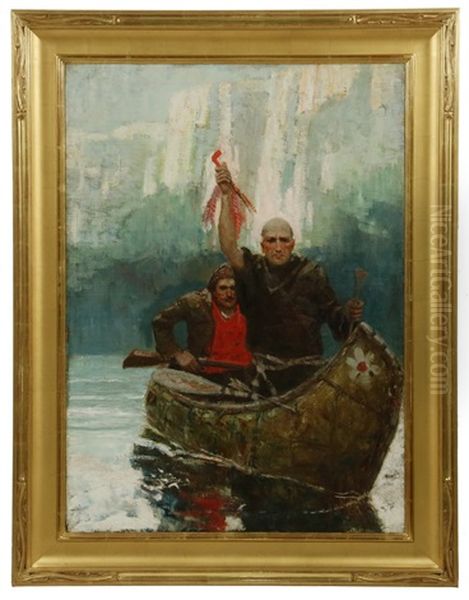 Father Hennepin On The Boundary Waters Of The Mississippi Oil Painting by Howard Pyle