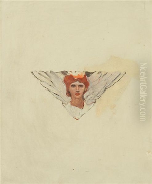 Study Of Red Haired Woman With Wings Oil Painting by Howard Pyle