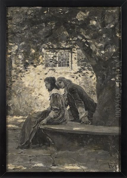 Courting Scene Oil Painting by Howard Pyle