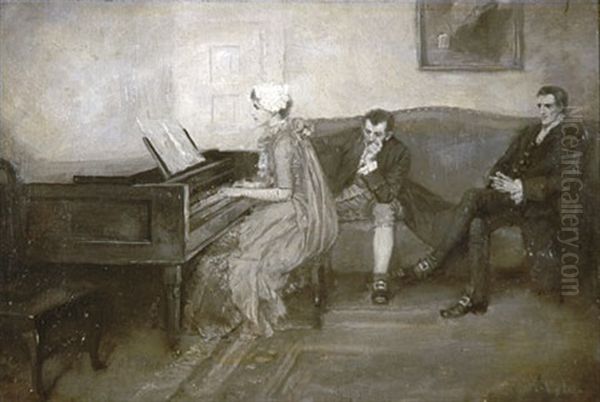 We Menfolk Thought The Music As Sweet As That Of The Cherubim (illus. For In The Valley By Harold Frederic For October 1889 Issue Of Scribner's Monthly) Oil Painting by Howard Pyle