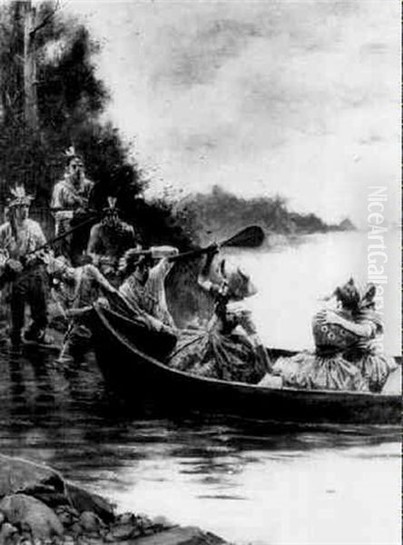 The Capture Of Elizabeth And Frances Callaway And Jemina Boone Oil Painting by Howard Pyle