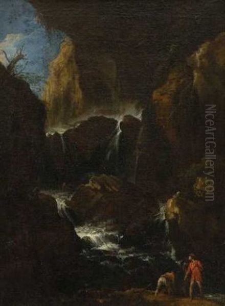 Wasserfall Oil Painting by Adam Pynacker