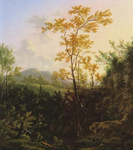 Waldlandschaft Mit Ausblick Auf Ein Gebirge Oil Painting by Adam Pynacker