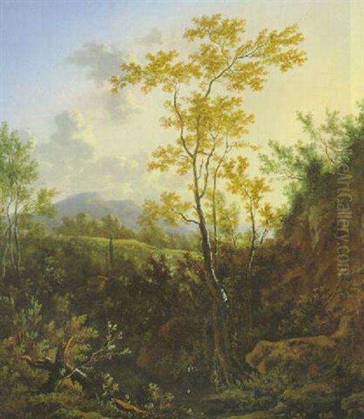 Waldlandschaft Mit Ausblick Auf Ein Gebirge Oil Painting by Adam Pynacker