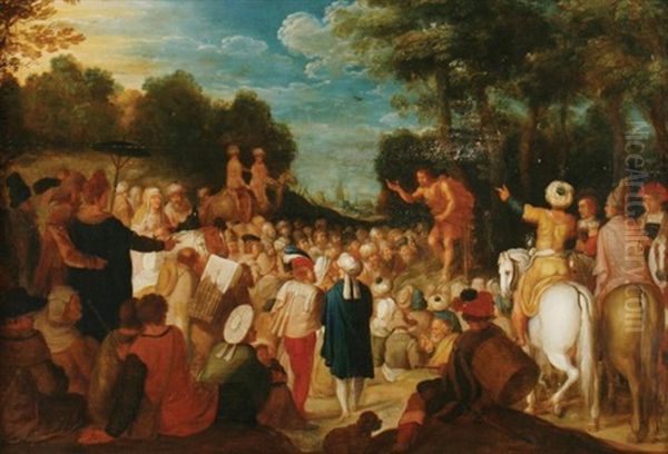 John The Baptist Preaching Oil Painting by Jan Pynas