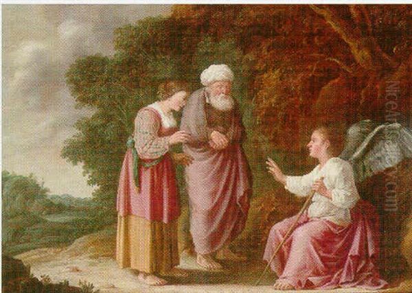 Manoah And His Wife Meeting The Angel Oil Painting by Jan Pynas