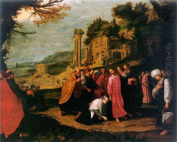 Christ Healing The Woman With The Issue Of Blood Oil Painting by Jan Pynas